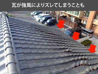 強風でズレる桟瓦