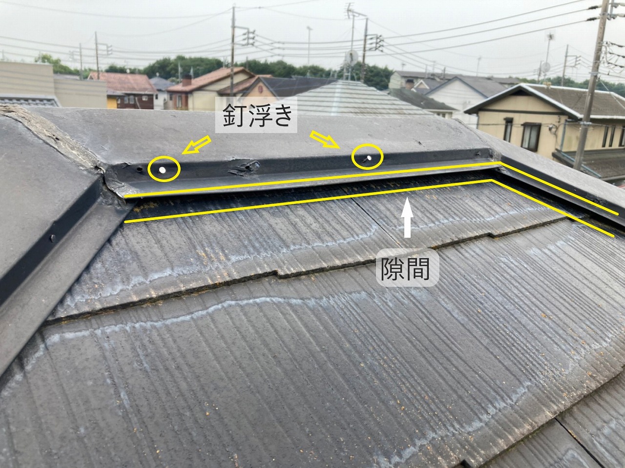 釘浮きによる隙間