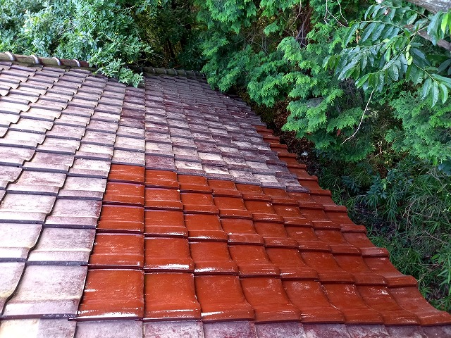 瓦屋根の葺き直し修理の完成後状況