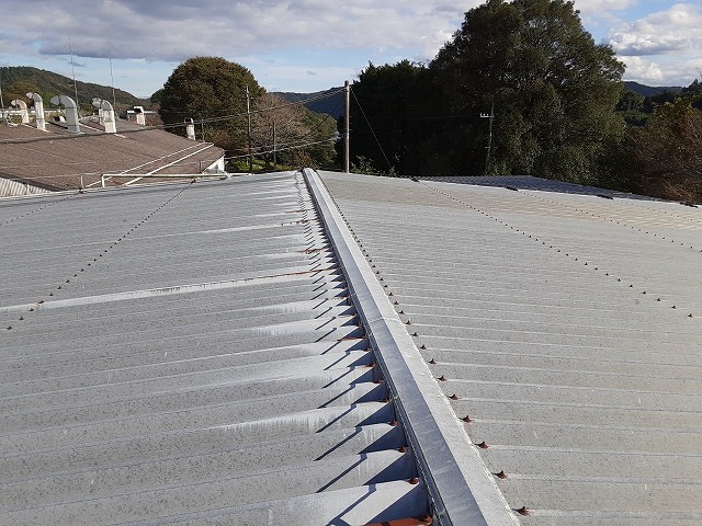 現調後の折半屋根棟付近