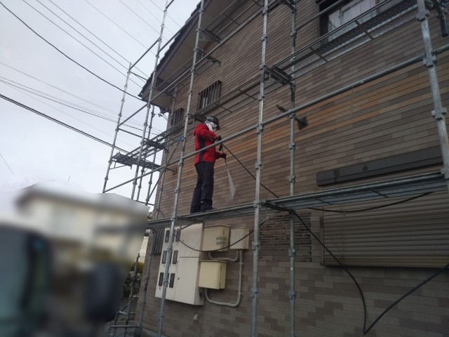 下妻市アパート外壁洗浄