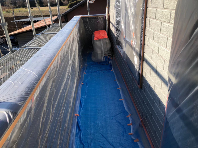 小美玉市で外壁塗装　養生