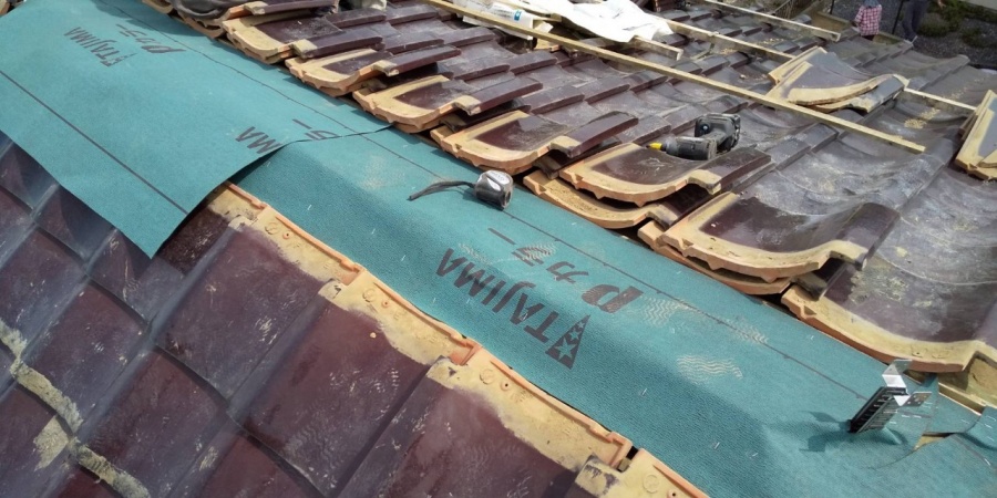 地交換防水シート張り直し