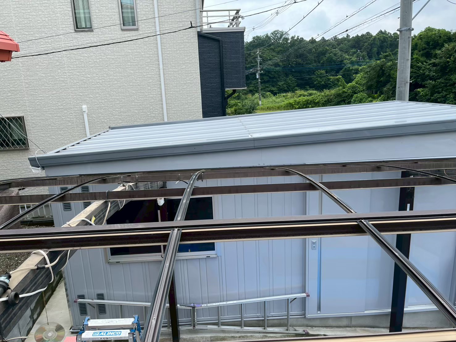 かすみがうら市 古いポリカを撤去した後の骨組み