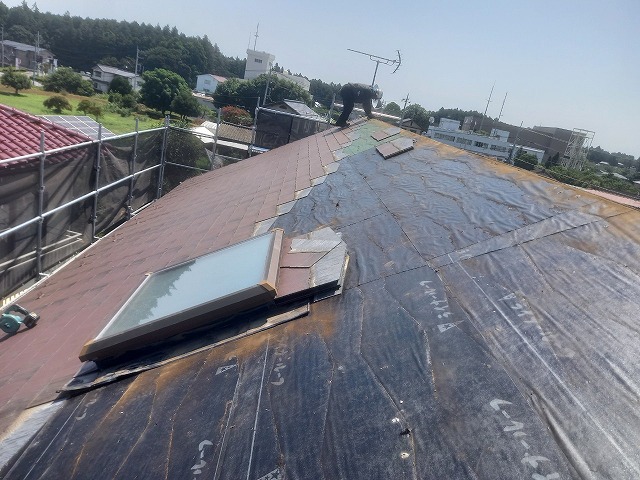 コロニアルを剥がす途中で休憩中です