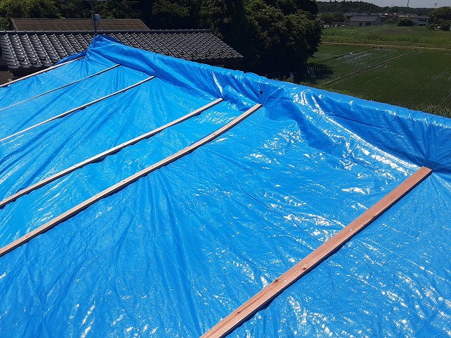 ブルーシート養生が無事に完了しました！