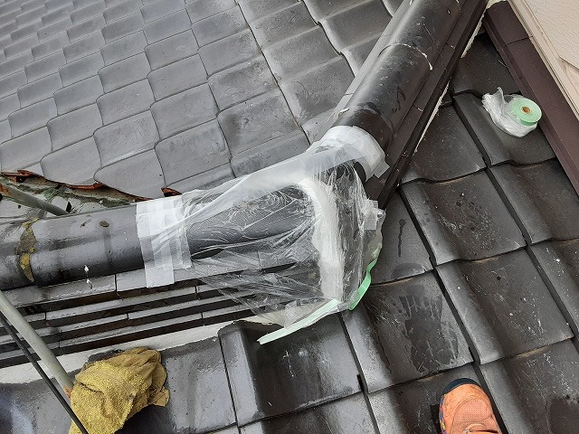 大棟連結部の雨養生