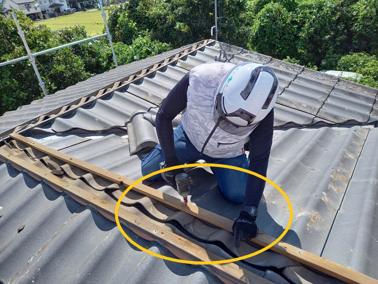 棟の下地材取り外し