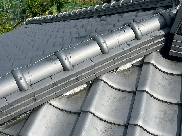 漆喰の劣化が確認された屋根