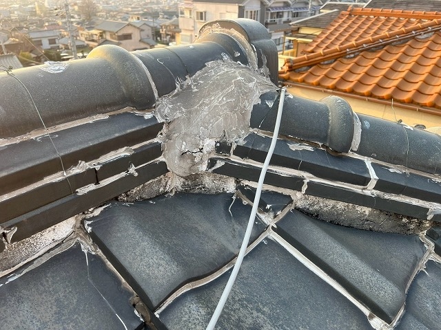 経年劣化した鬼巻き漆喰