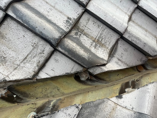 雨漏り原因の谷板金確認