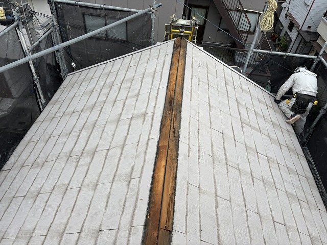 棟板金の撤去と下地の確認