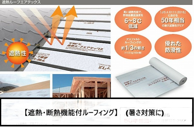 遮熱・断熱機能付きルーフィング説明
