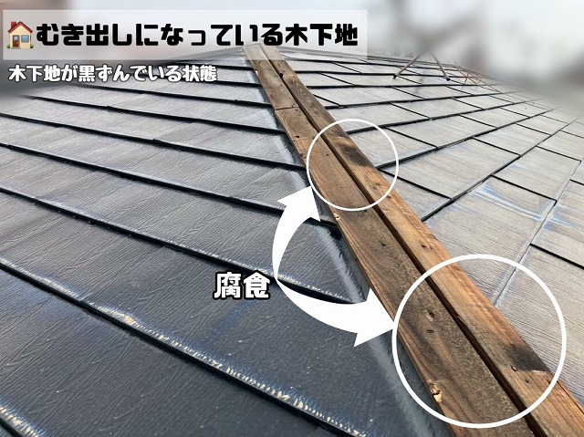 むき出しの木下地