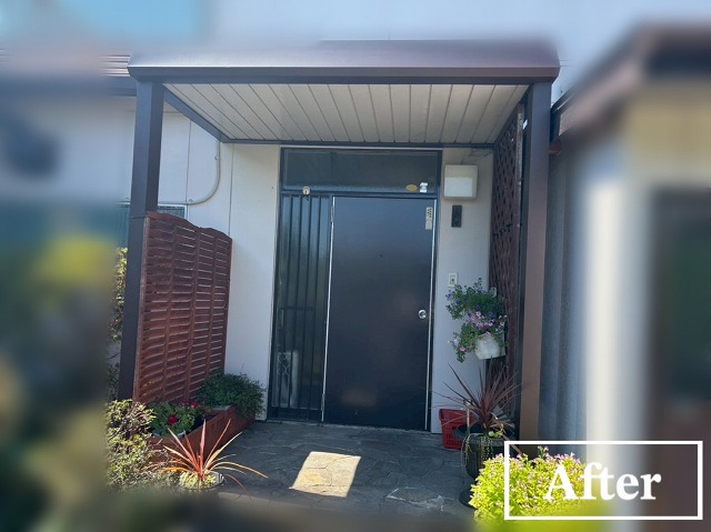  亘理郡-玄関庇の柱修理工事