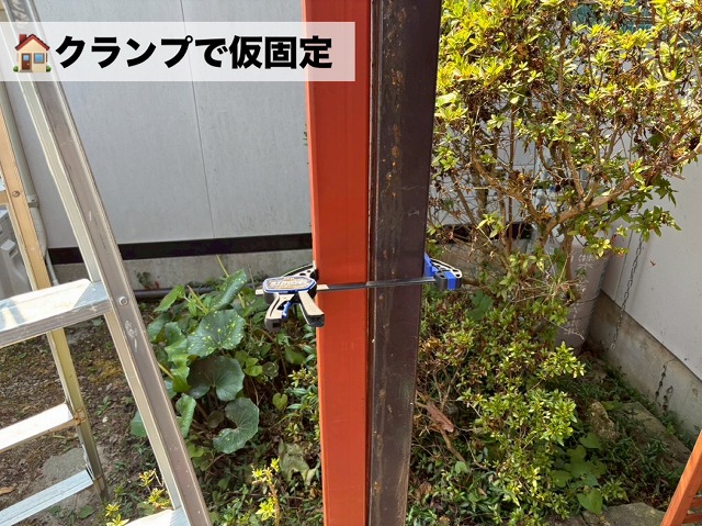  亘理郡-玄関庇の柱修理工事