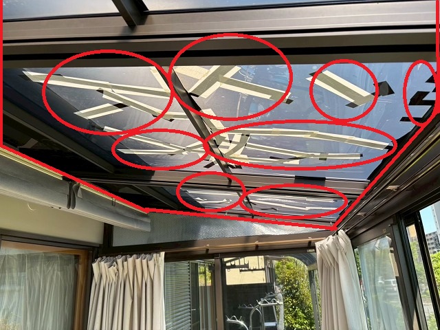 仙台市太白区-テラスポリカ交換工事-テラスポリカひび割れ