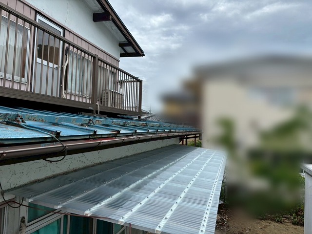 仙台市太白区-ポリカ波板交換工事-新しいポリカ波板