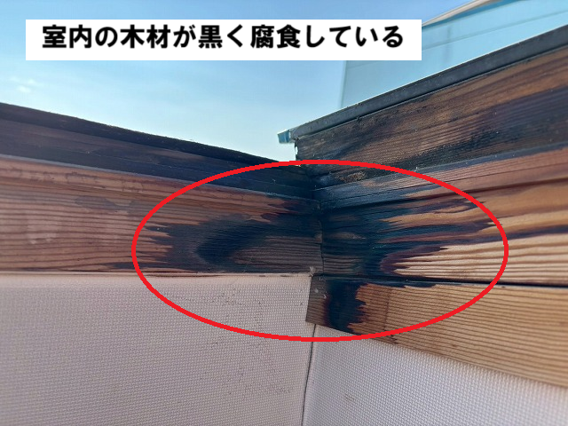 仙台市太白区 天窓 現地調査 室内の木材腐食