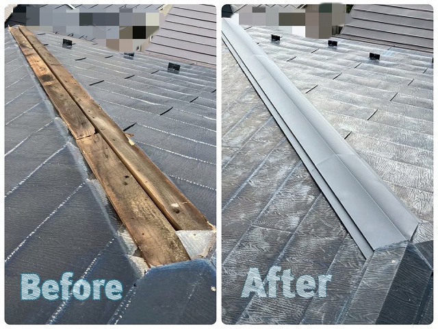 棟包み板金の交換工事完了