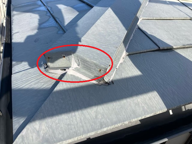 仙台市太白区 棟板金交換工事 ビス抜け