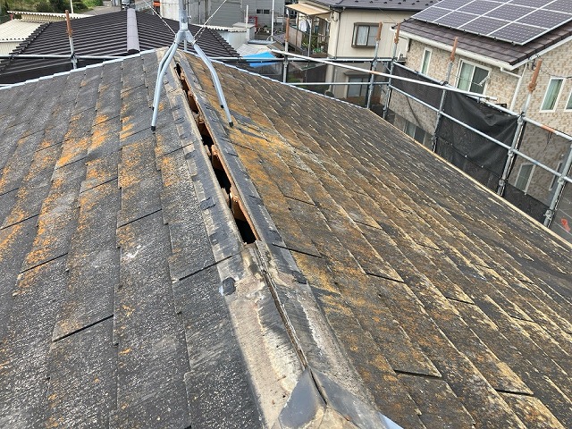 仙台市宮城野区 屋根カバー工事 棟板金解体