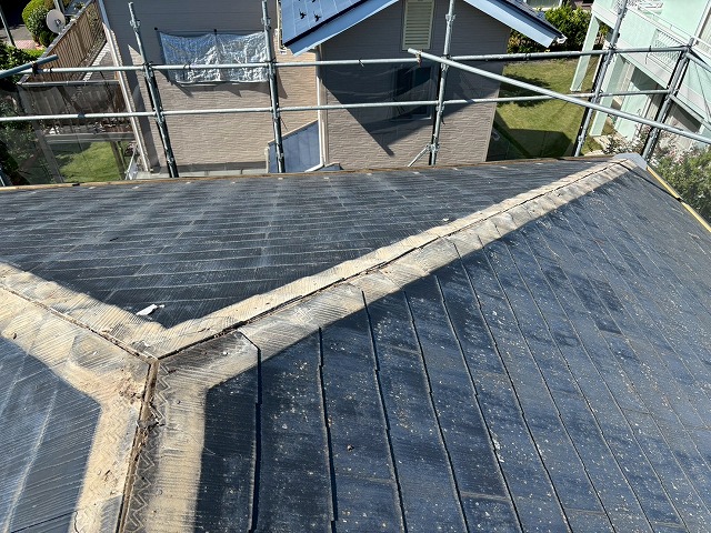 名取市 屋根カバー工事 棟板金解体