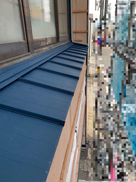 カバー工事　小屋根　立平葺き　