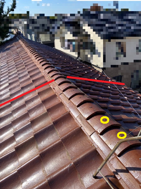 冠瓦ビスで固定