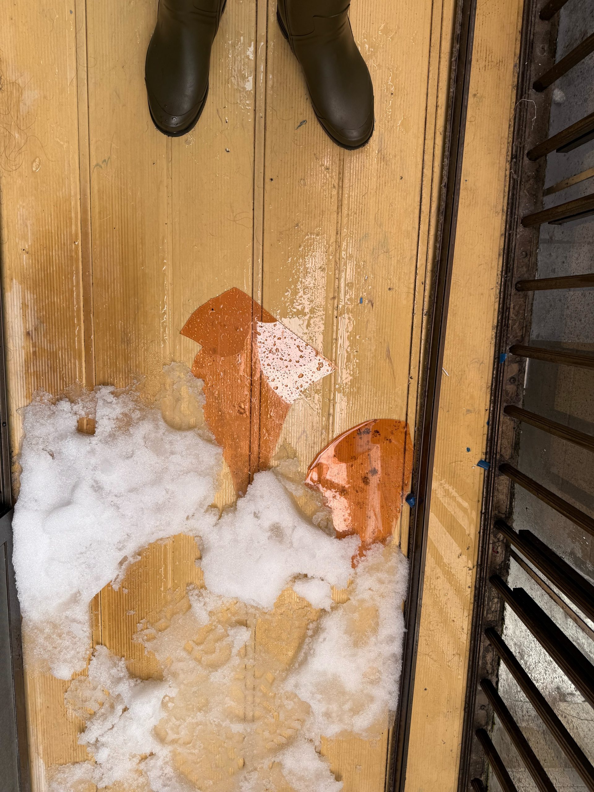 サンルーム屋根パネルの割れた破片