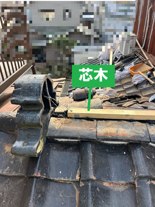 強化棟金具に芯木固定