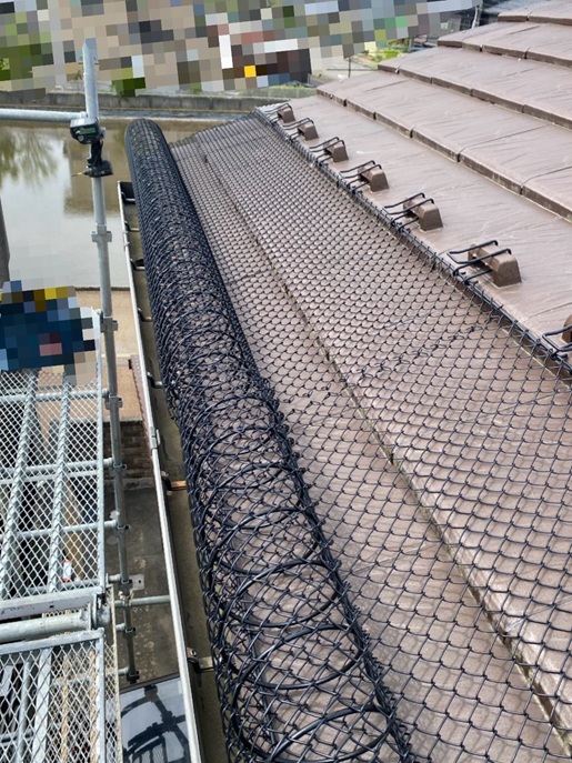 サンルームの上にあたる部分のみ、雪止めネットゆきもちくんを設置しました✨