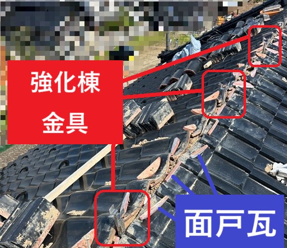 強化棟金具を屋根下地に固定