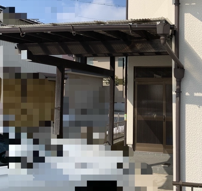 カーポート屋根　雨樋交換　施工前