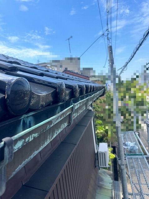 銅製　軒樋　劣化