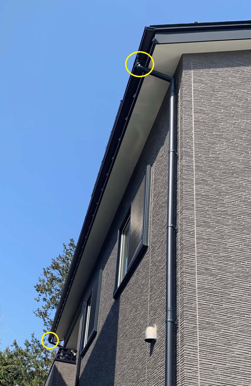 雨樋掃除　集水器の場所