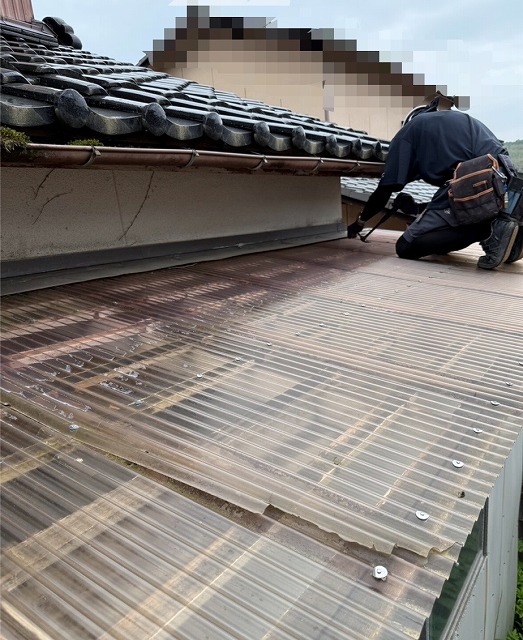 物干し場　屋根　張替え