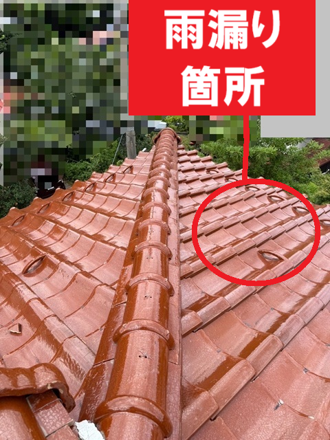 雨漏りしている箇所の屋根