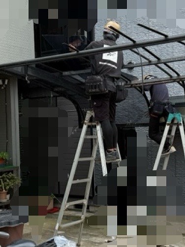 片流れカーポート　屋根パネル交換　