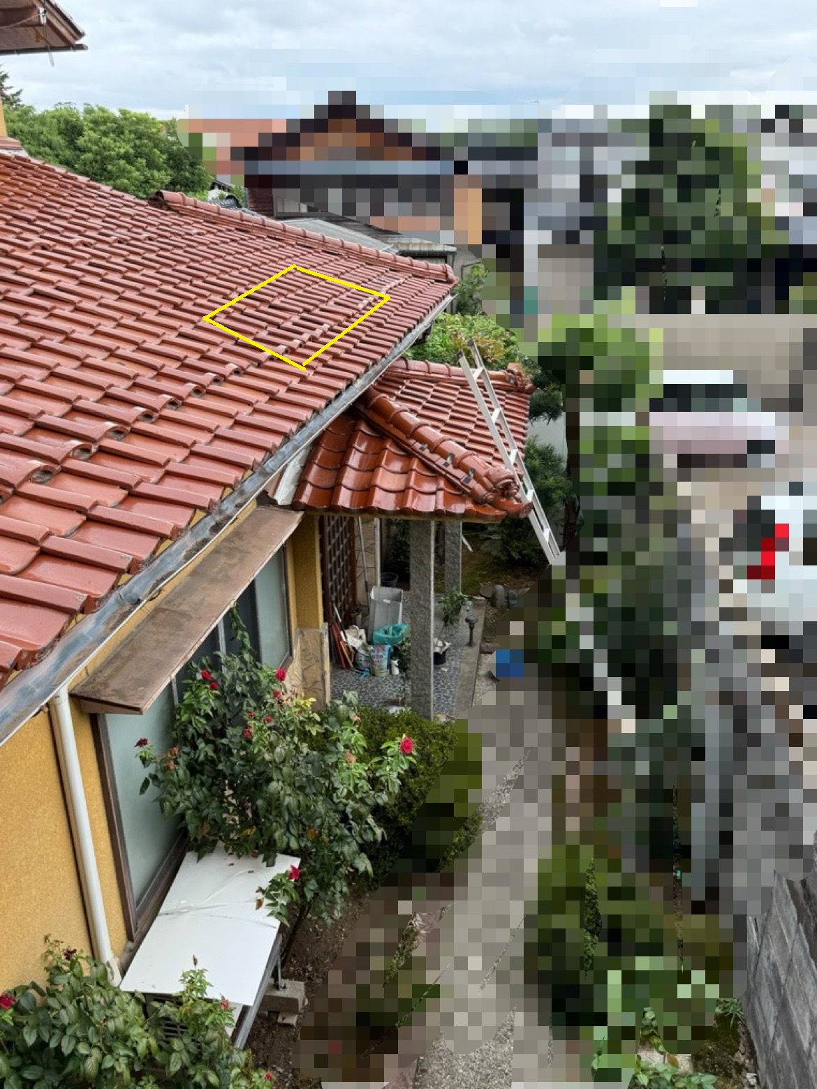 雨漏り箇所の上の屋根を確認