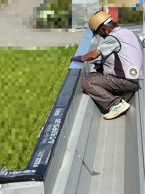 笠木　交換　GL鋼板設置