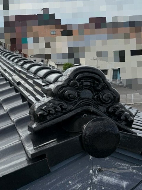 瓦　棟ズレ　鬼瓦ズレ　棟積み直し　施工前　