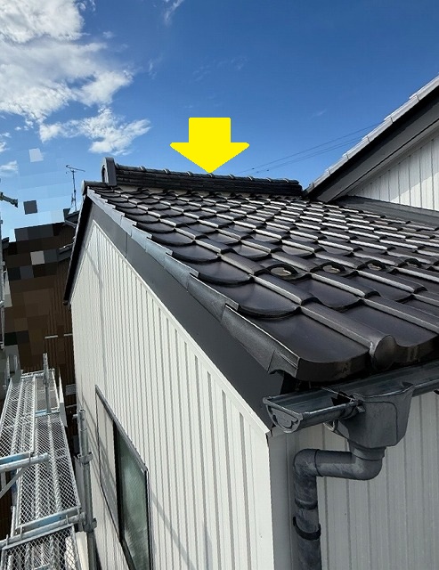 棟積み直し工事　棟歪み　施工前