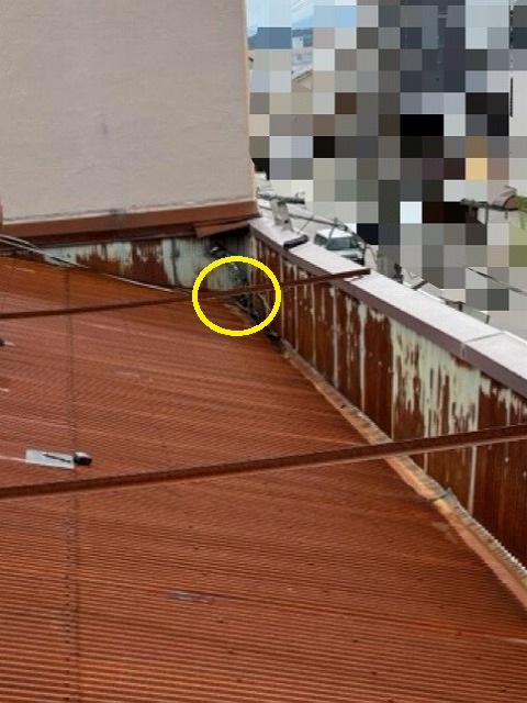 雨漏り　波トタン屋根　谷樋　サビ