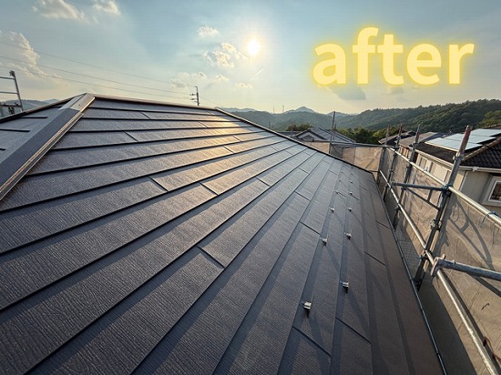 多治見市脇乃島町にて二階屋根施工後の様子
