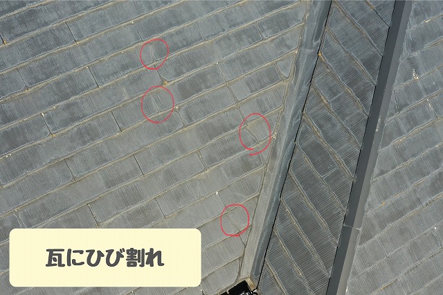 瓦のひび割れ 2