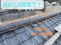 台のしを南蛮漆喰でしっかり接着