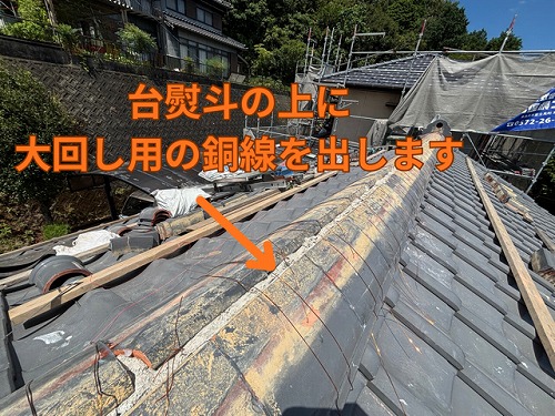 多治見市京町にて大回し銅線を準備する様子