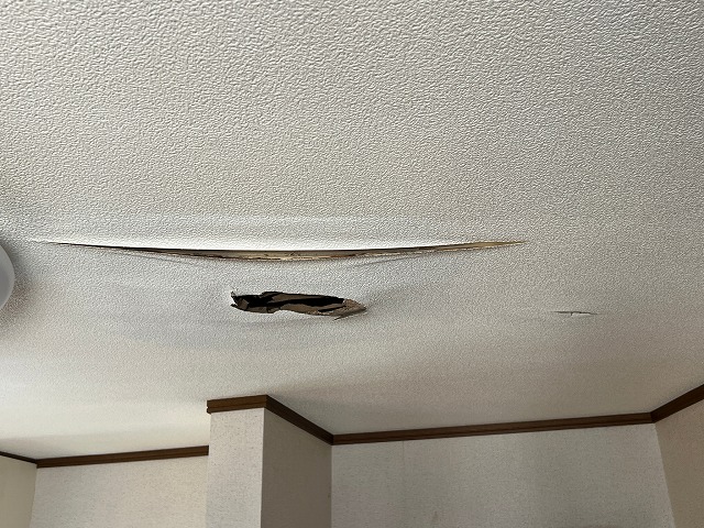 雨漏り　天井　ボードとクロスの破損