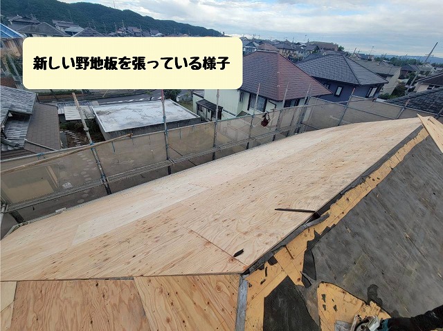 新しい野地板の施工